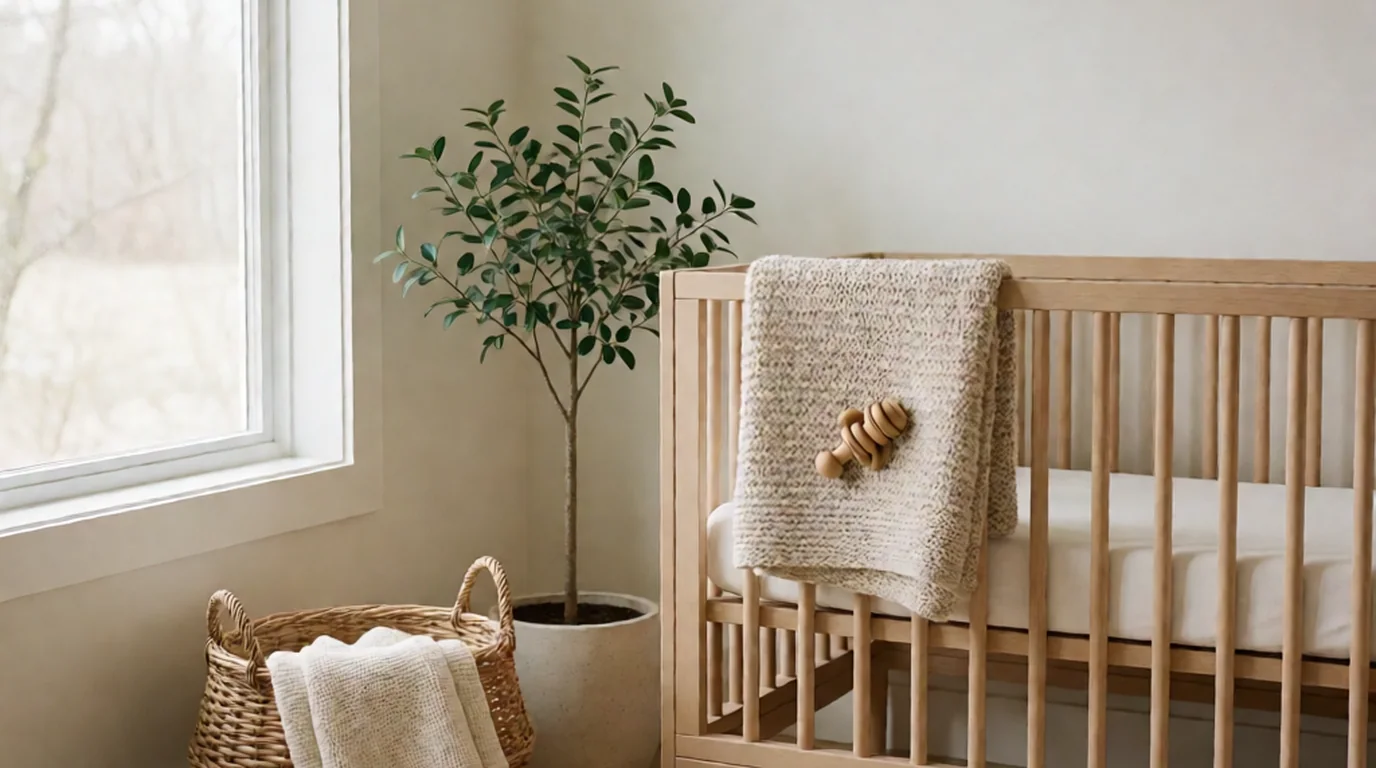 Cuna y manta de bebé de madera: el permiso por nacimiento y cuidado