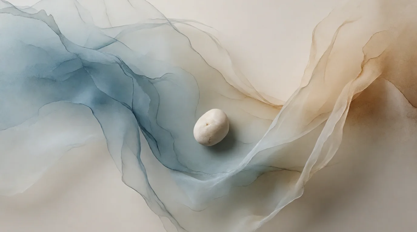 Ilustración en acuarela de una ola azul y arena que se disuelve, texturas translúcidas de calma