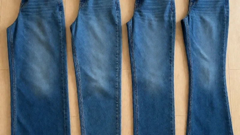 Comparativa visual de cortes de vaquero: wide leg, mom fit, recto y bootcut