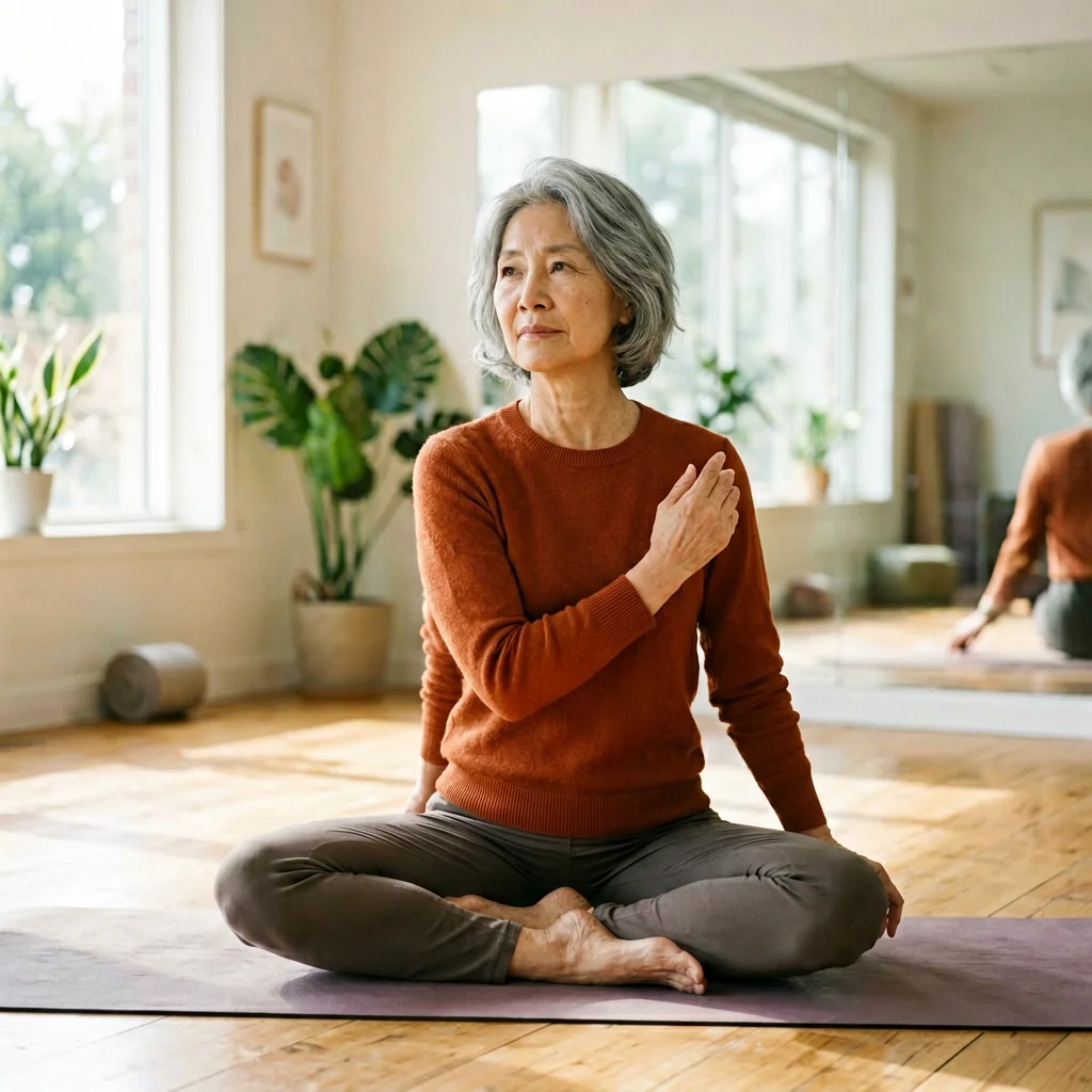 Clase de yoga para principiantes online con profesora guiando posturas