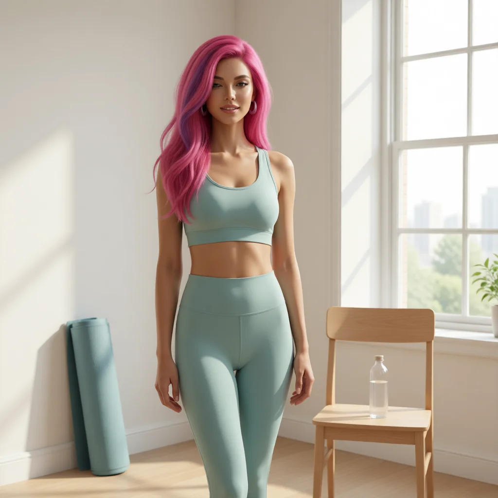 Lolita Coconut con ropa deportiva en una habitación luminosa