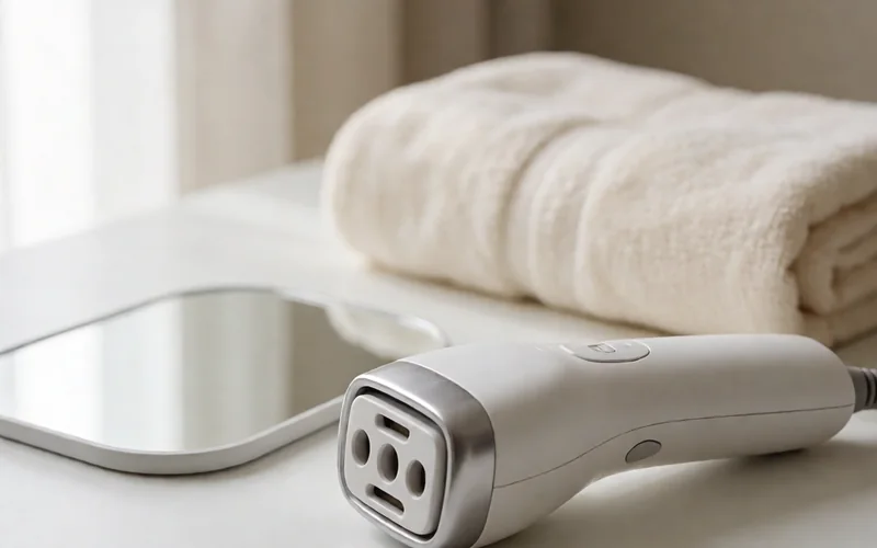 La depiladora Philips Lumea 8000 sobre una superficie blanca junto a un espejo
