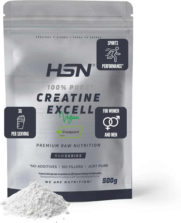 HSN Creatina Excell 100% Creapure en Polvo Sin Sabor 500 g