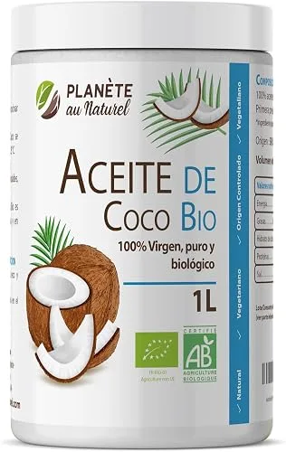 Aceite de Coco Virgen Orgánico 1 L - PRENSADO EN FRIO - Ideal para Cocinar - Ingredientes Naturales