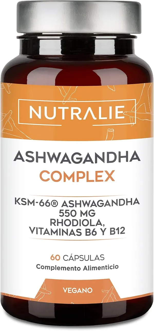 Ashwagandha KSM-66 con Rhodiola Rosea, Vitamina B6 y B12