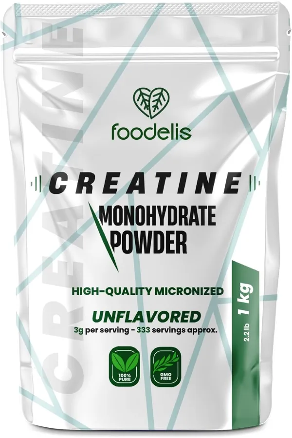 Foodelis Creatina Monohidratada 1 kg en Polvo Sin Sabor