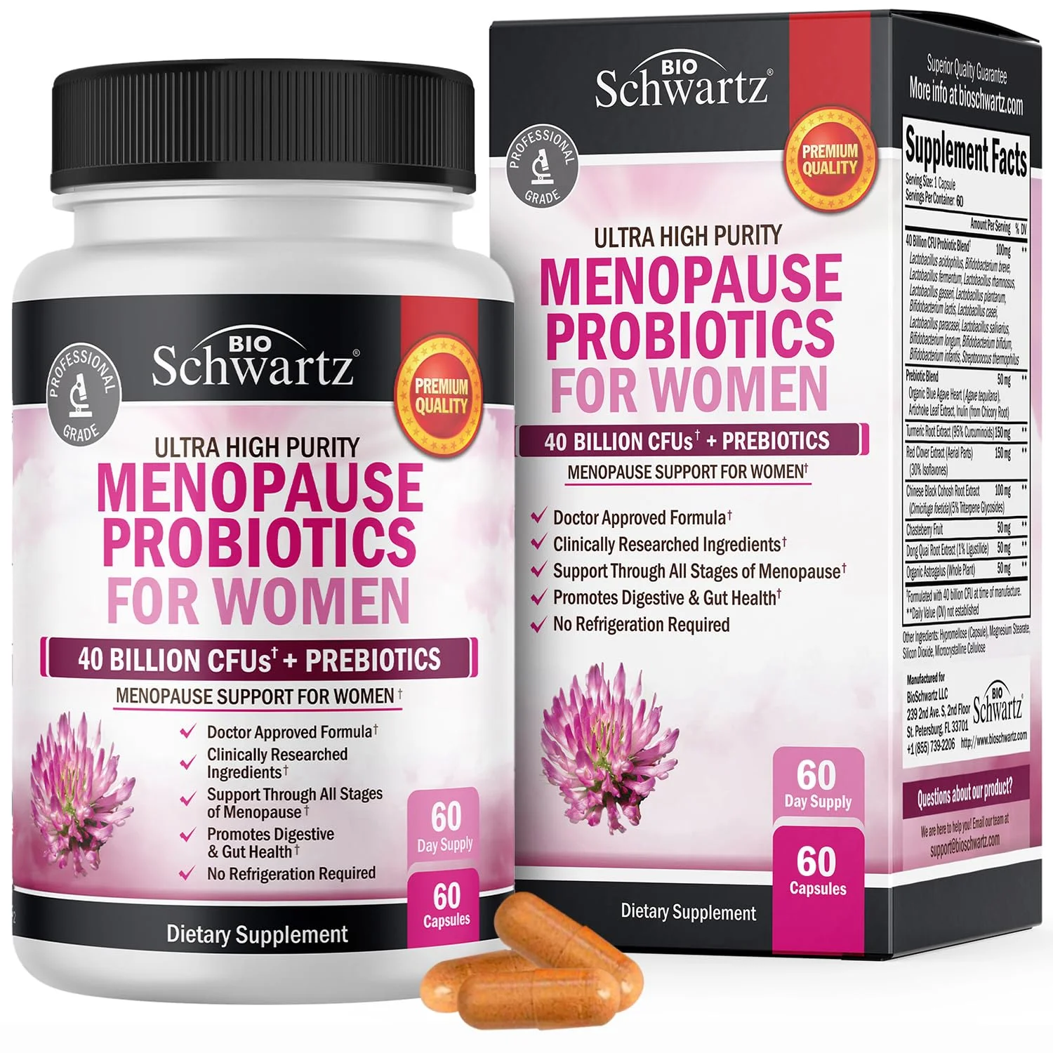 BioSchwartz Menopause Probiotic 40 mil millones UFC 14 cepas