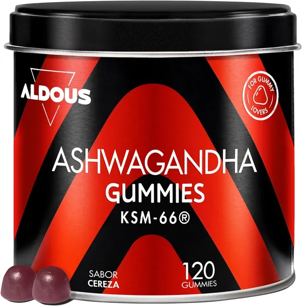 Ashwagandha Gominolas — 120 gummies sabor cereza (relajación natural)