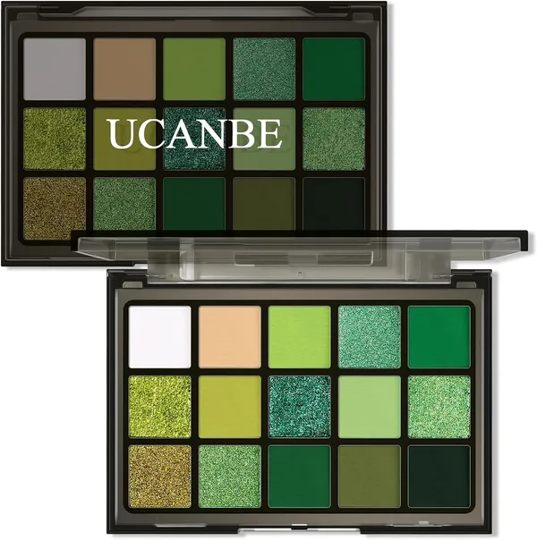 UCANBE Paletas de Sombras de Ojos 15 Colores (Verde)