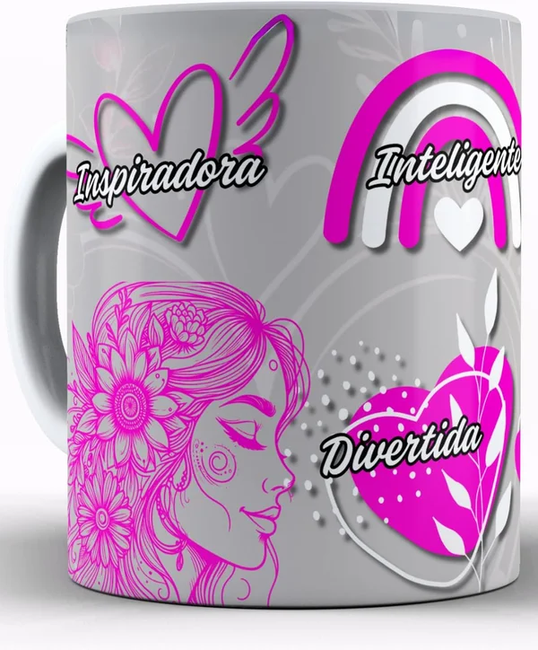 Taza Motivación Mujer Minimalista — Palabras Inspiradoras (Beige)