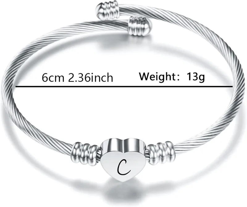 Pulsera Plata Corazón Inicial en Amazon