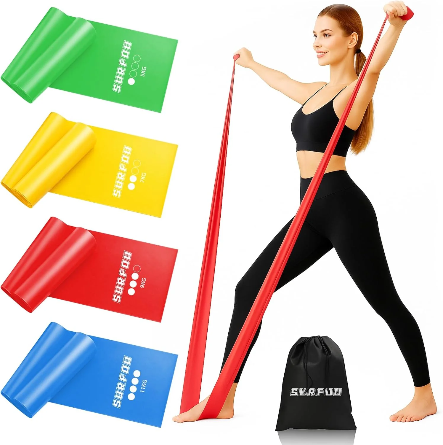 SURFOU Bandas Elásticas 4 niveles con bolsa transporte