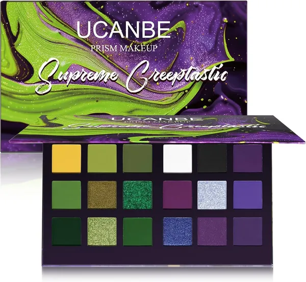 UCANBE Paleta de Sombras de Ojos Verde Lila 18 Colores