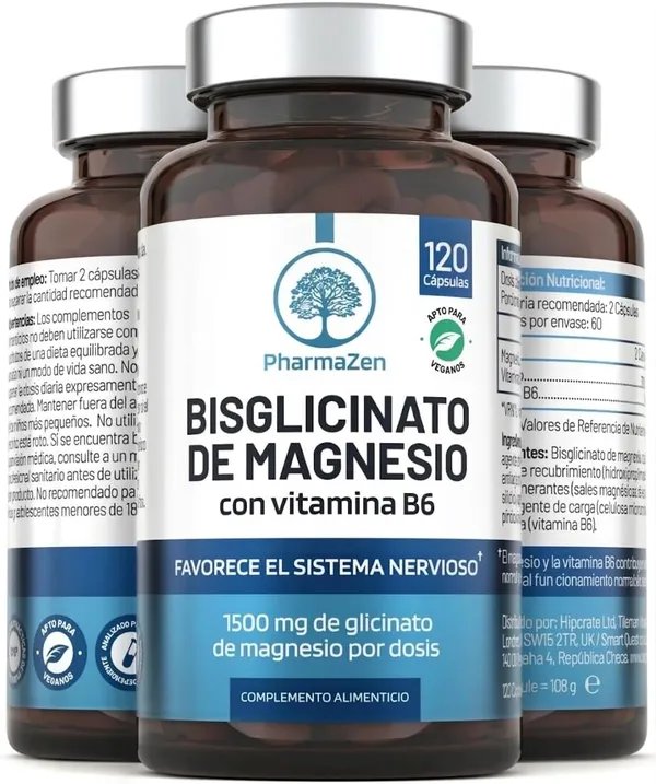 Bisglicinato de Magnesio 1500 mg con vitamina B6 — Sueño y energía
