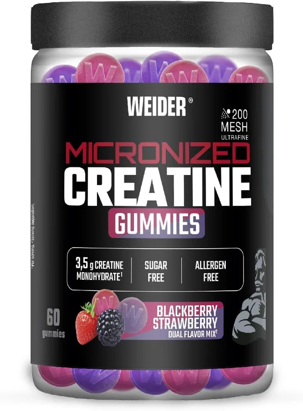 Weider Micronized Creatine Gummies (60 gominolas) Sabor Fresa-Mora