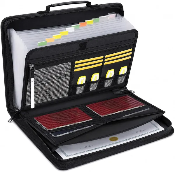 GOOGO Carpeta ignífuga con cerradura, 13 compartimentos