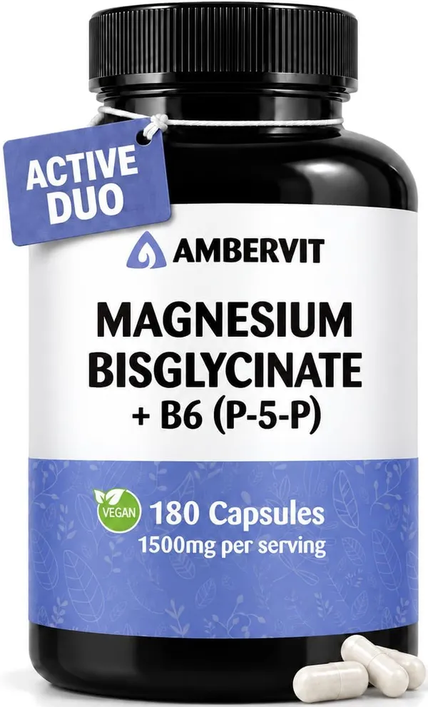 Ambervit Bisglicinato de Magnesio con Vitamina B6 P-5-P (180 cápsulas)