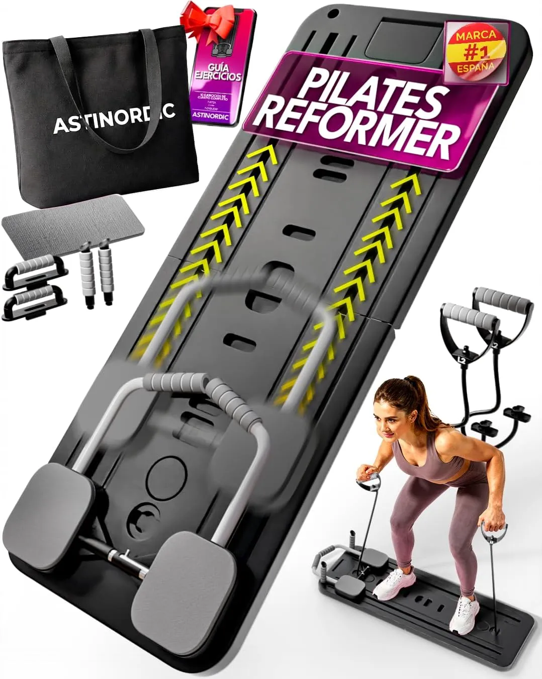 ASTINORDIC Reformer de Pilates Plegable con Accesorios