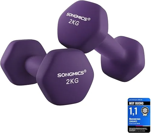 SONGMICS 2 Mancuernas Hexagonales con Neopreno