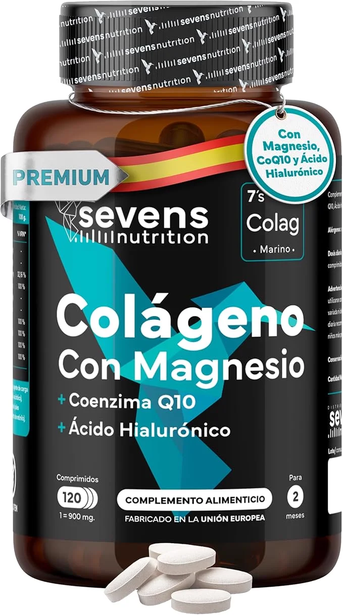 Sevens Colágeno Marino Hidrolizado con Magnesio, Ácido Hialurónico y Coenzima Q10