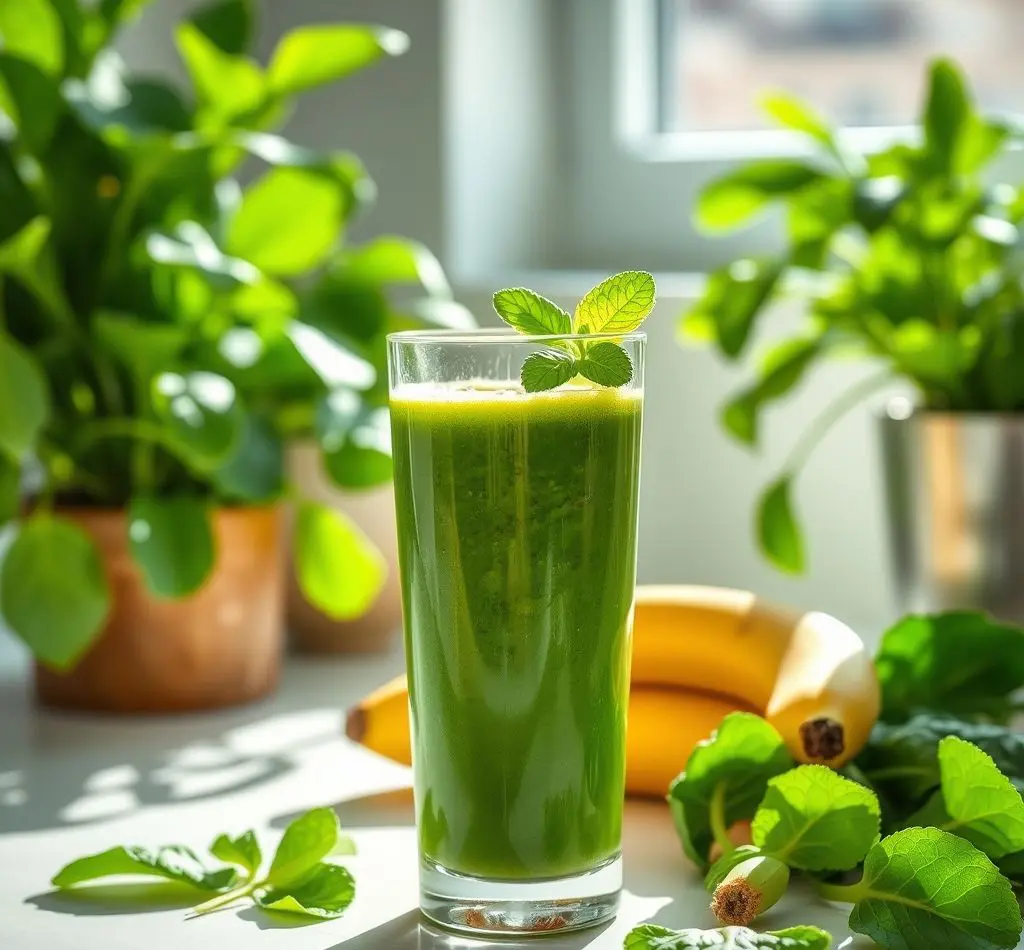 batido verde fresco vaso