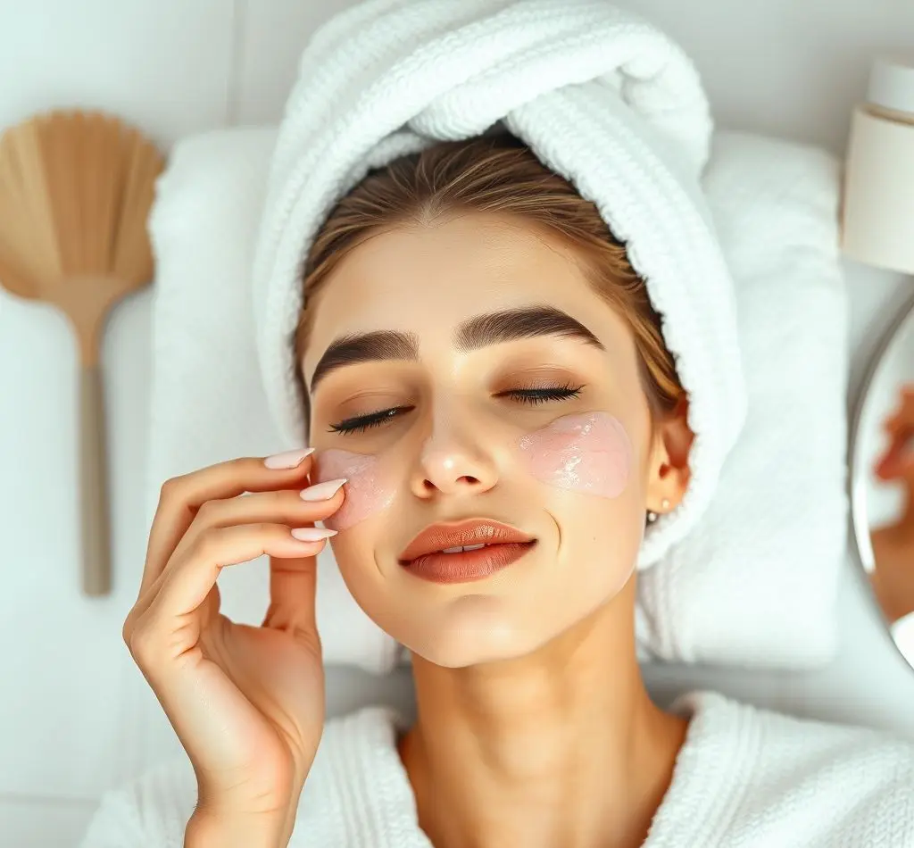 chica aplicando tonico facial