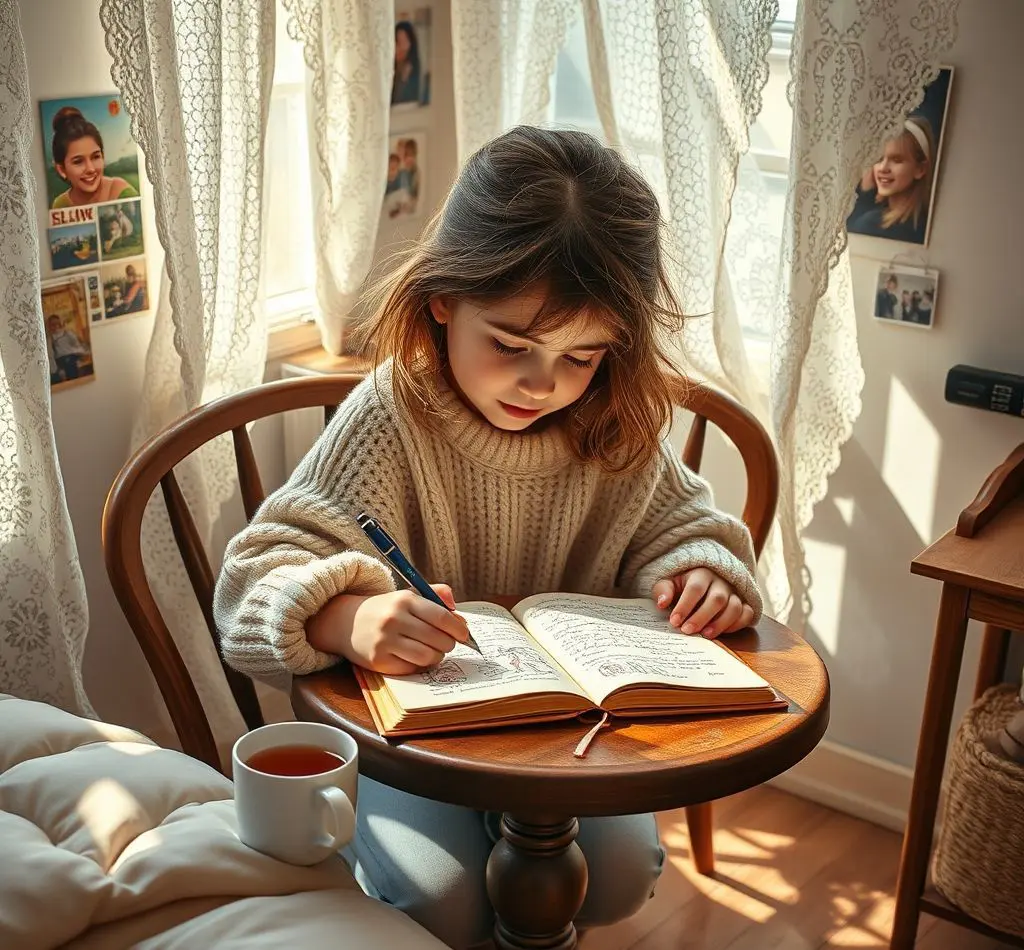 chica escribiendo diario
