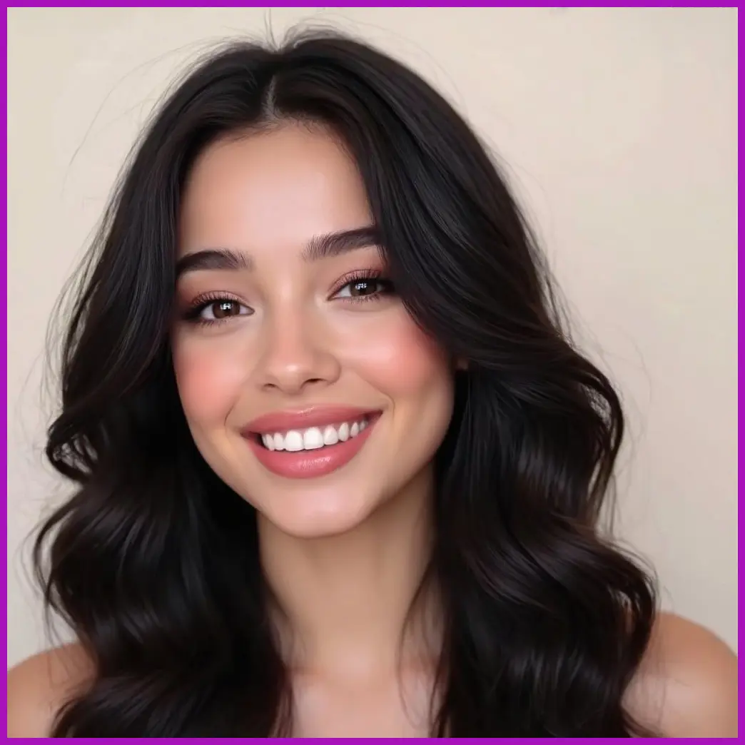 chica feliz con cabello brillante