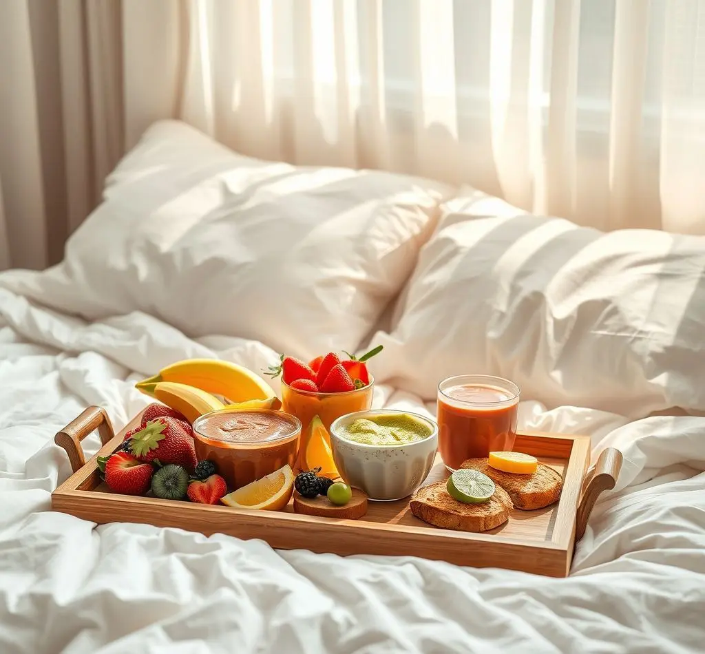 desayuno saludable en la cama