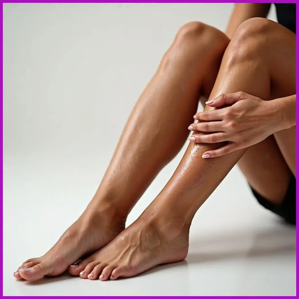 embarazada aplicando bio oil piernas