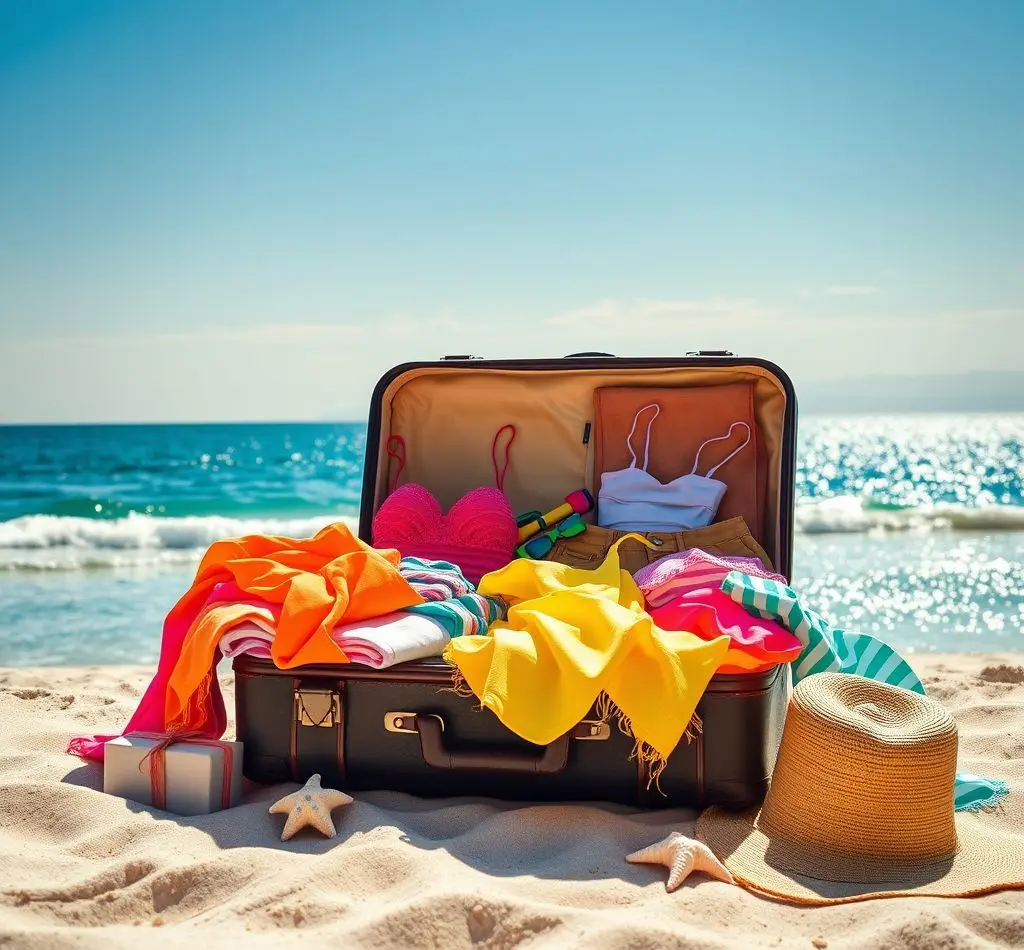 maleta abierta ropa verano