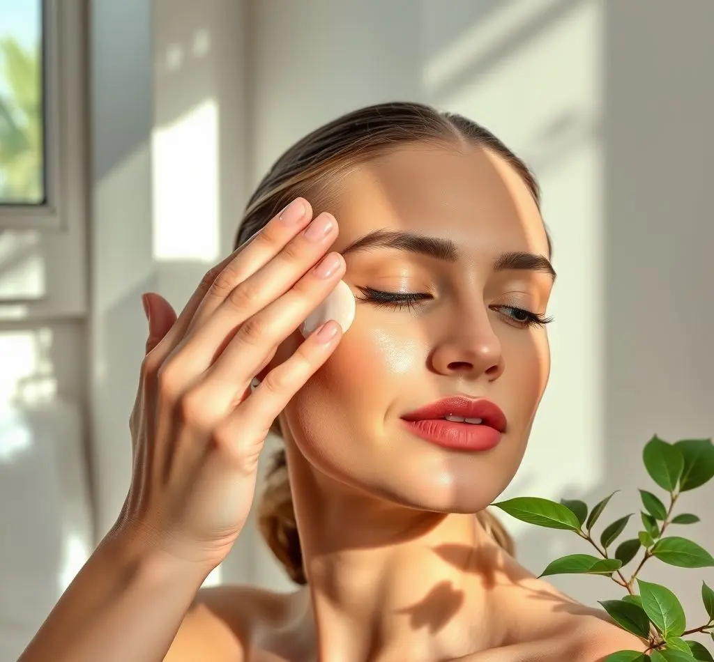 mano aplicando limpiador facial