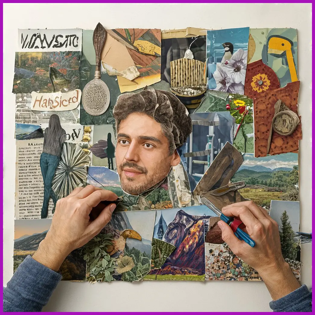 manos creando collage