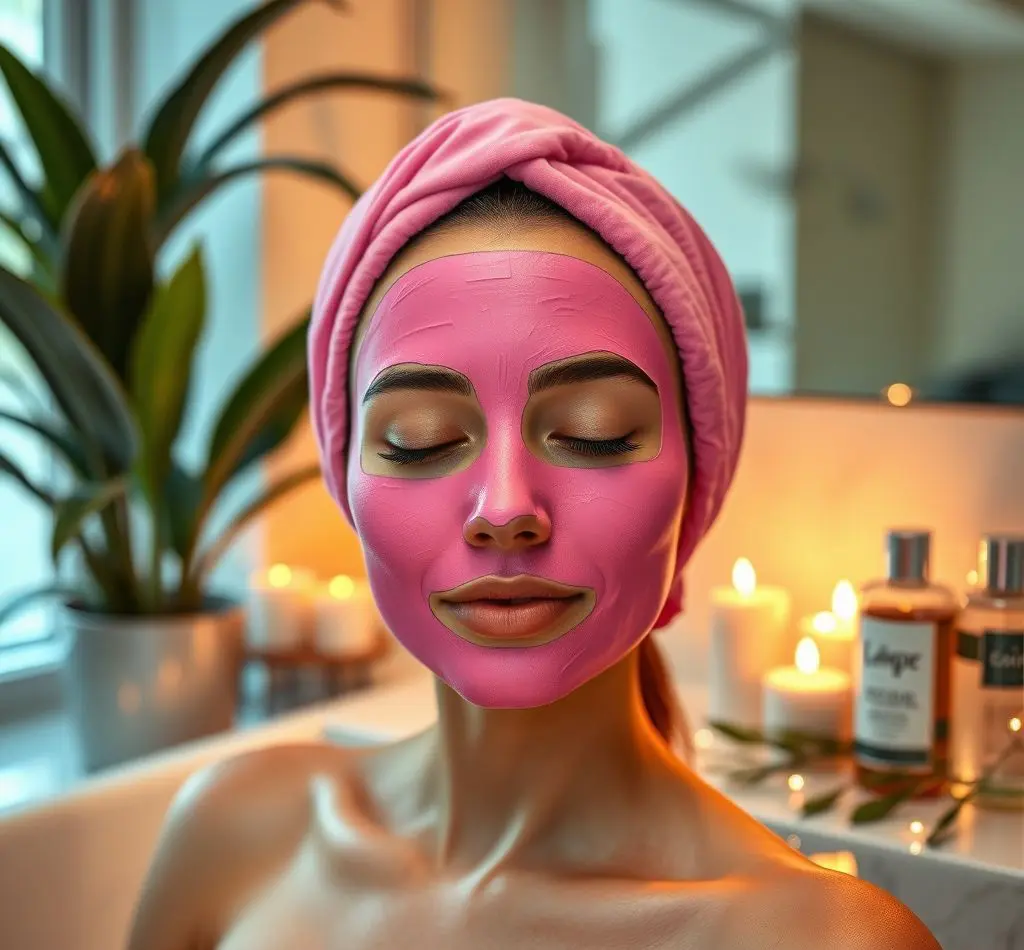 mascarilla facial rosa