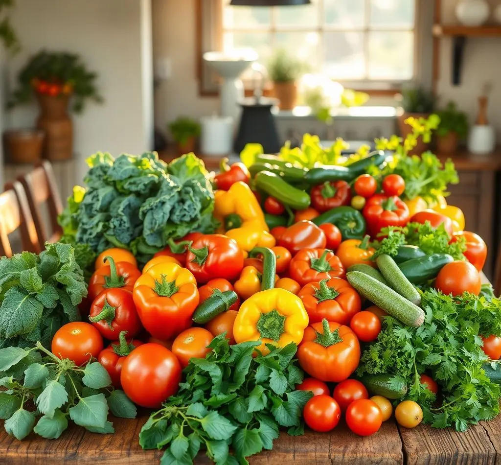 mesa con verduras hoja verde