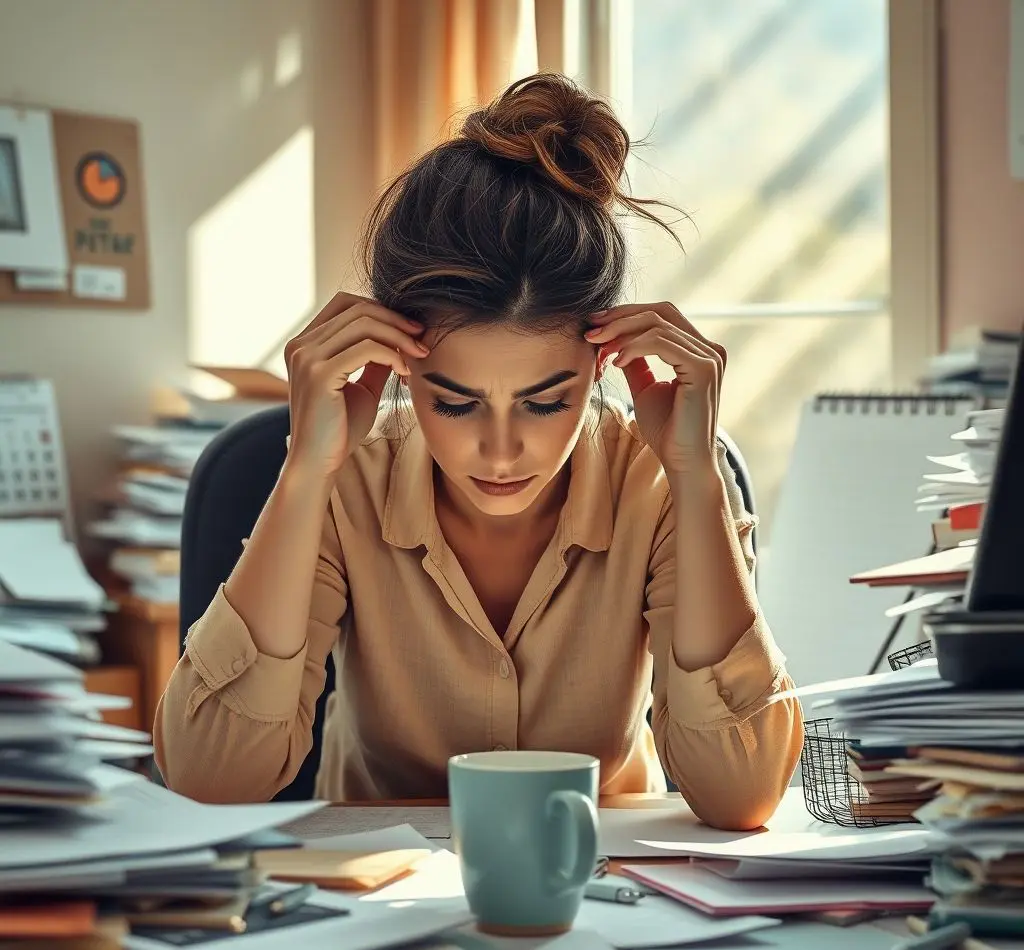 mujer agotada estresada