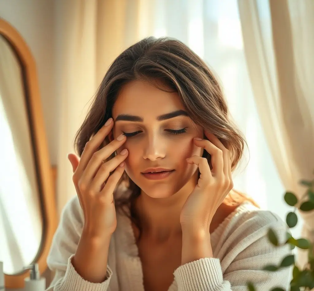mujer analizando su piel