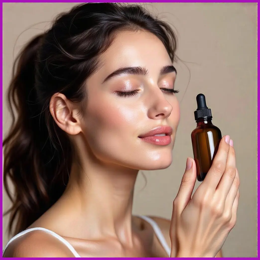 mujer aplicando aceite de almendras rostro