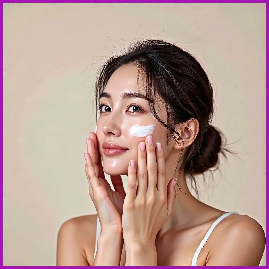 mujer aplicando crema facial vitamina k