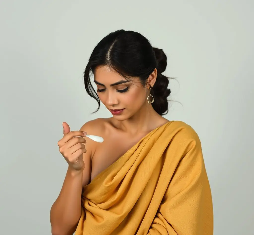 mujer aplicando crema