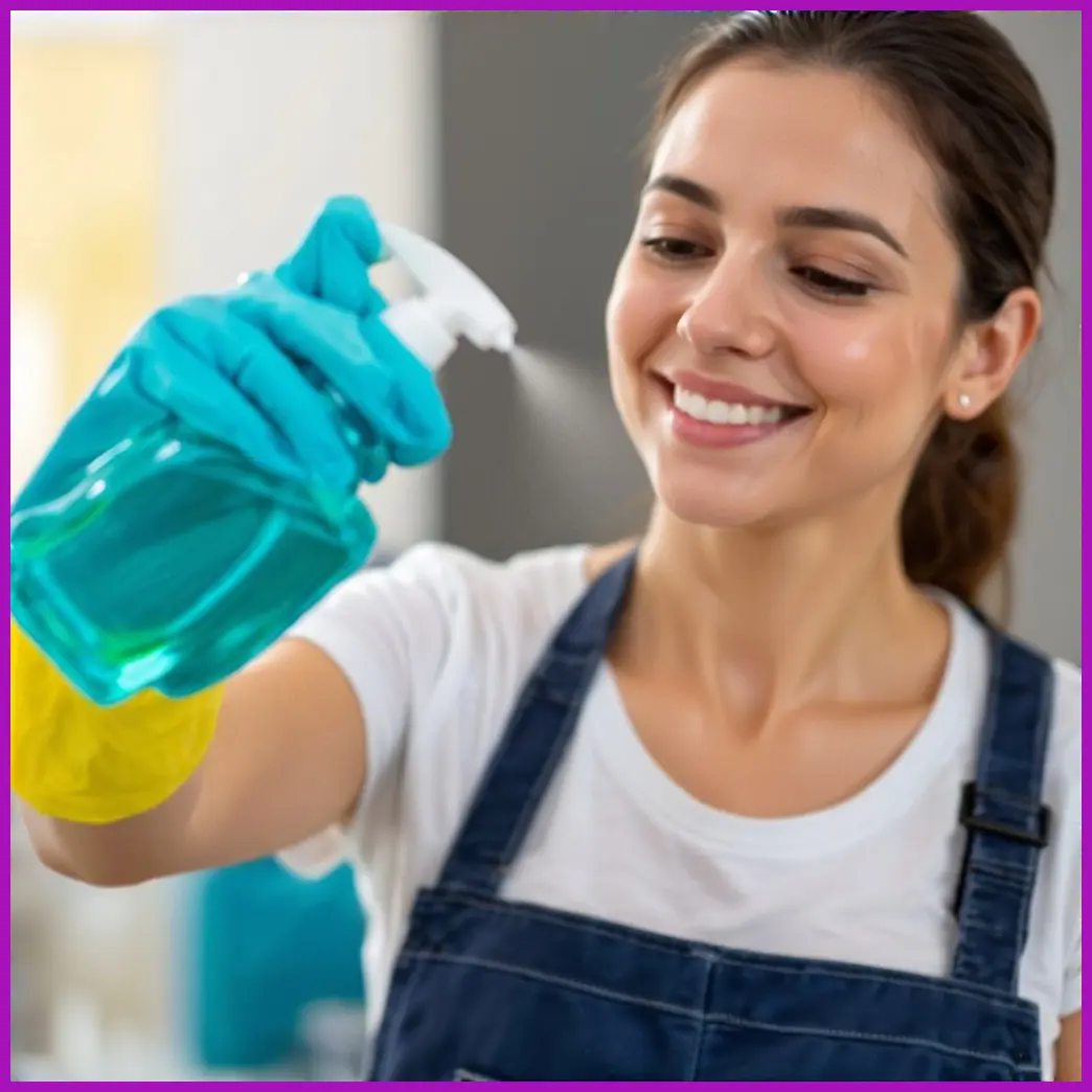 mujer aplicando limpiador oleoso