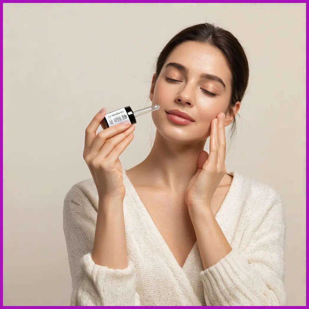 mujer aplicando serum retinol
