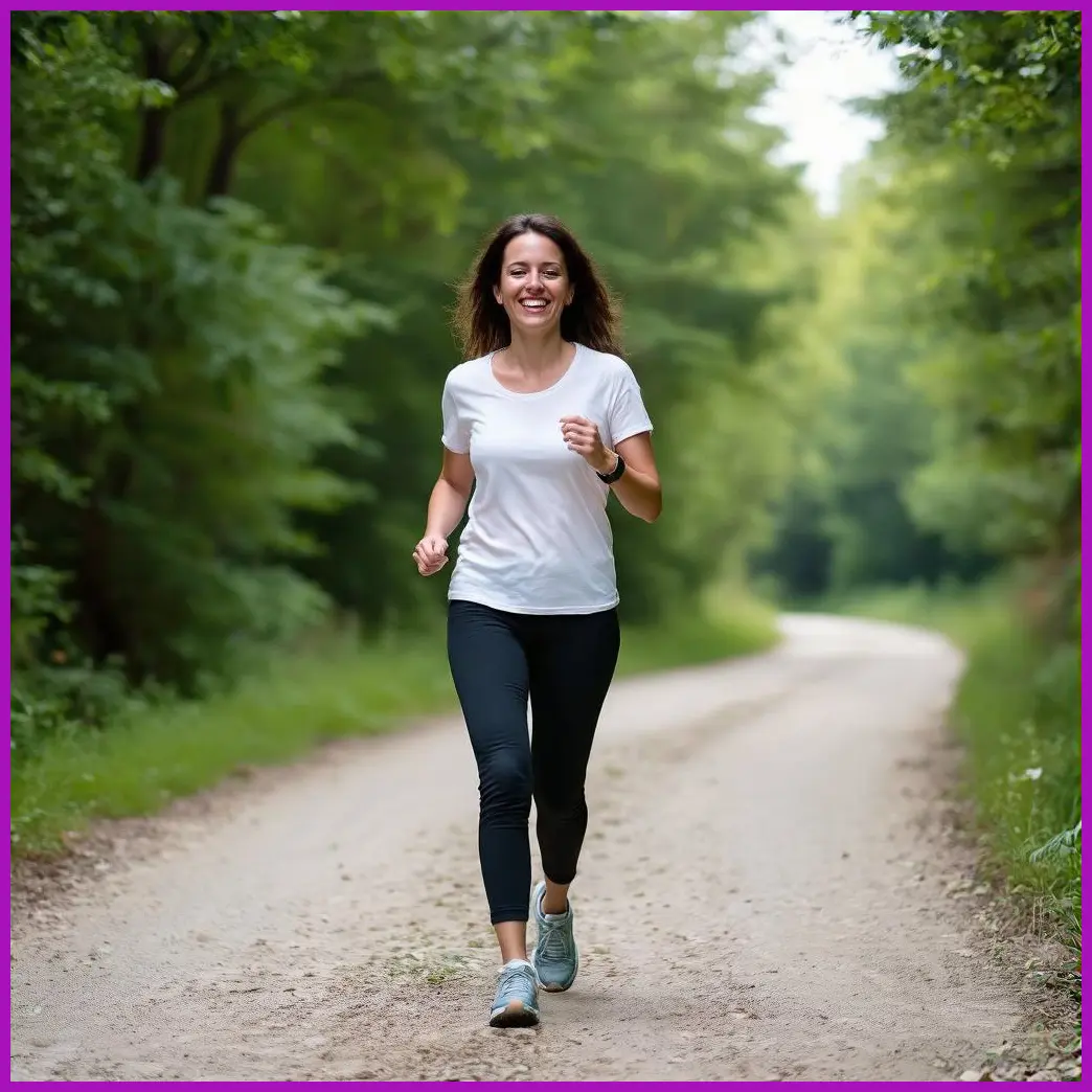 mujer caminando feliz al aire libre