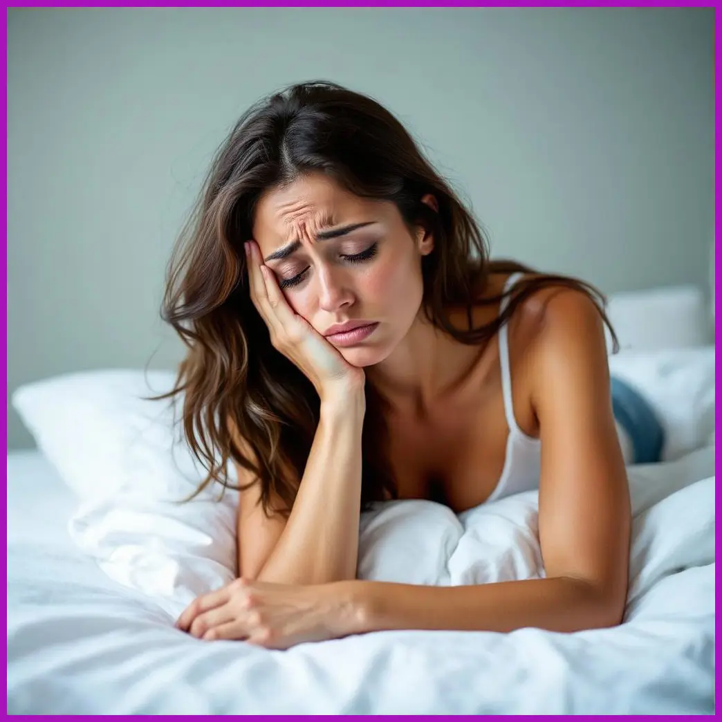 mujer cansada en cama