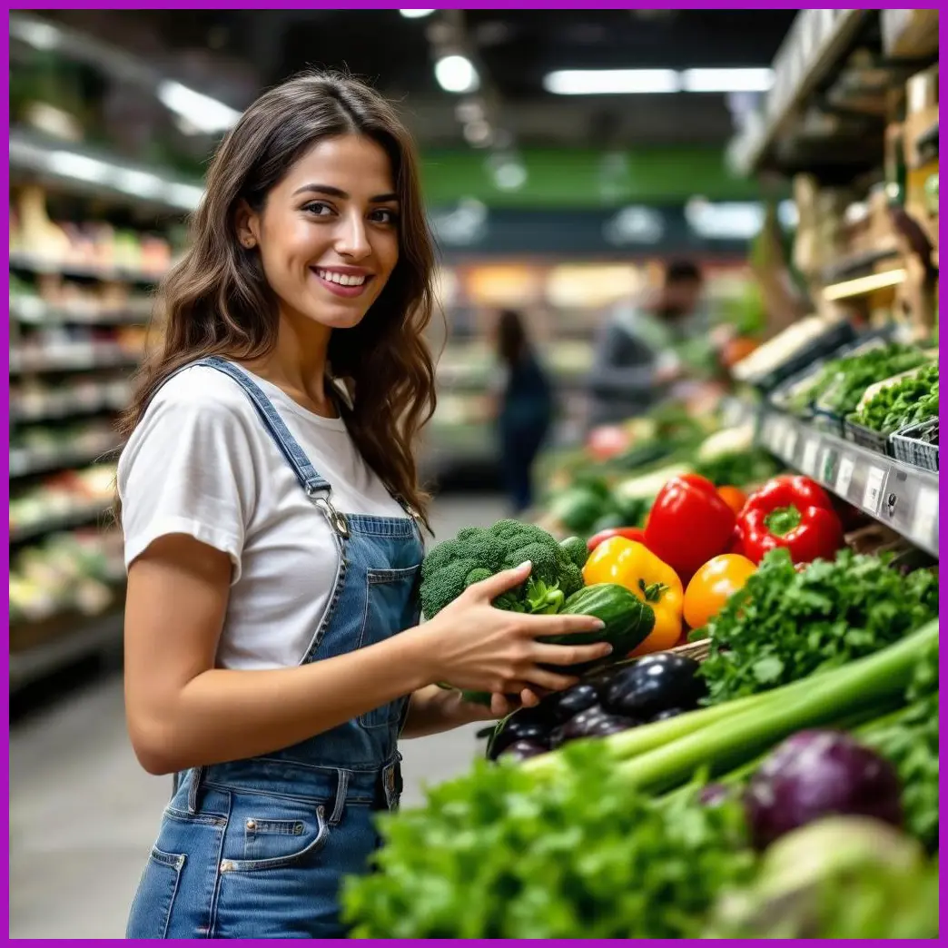 mujer comprando verduras
