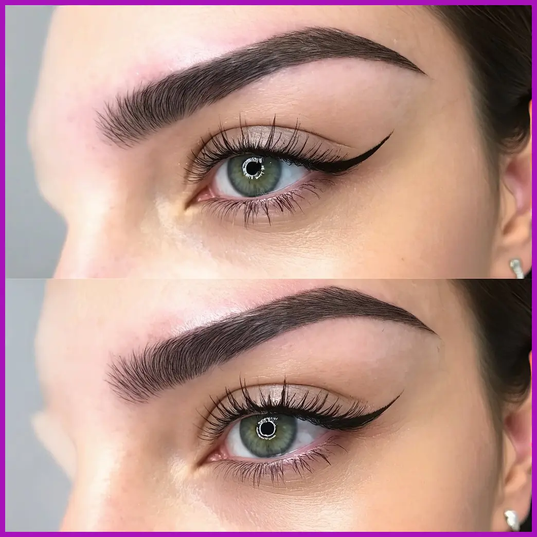 mujer con cejas microblading
