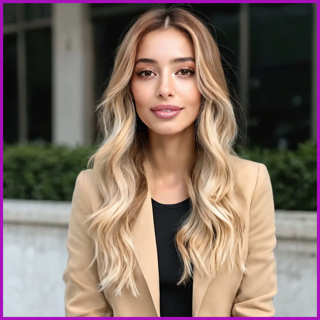 mujer con mechas rubias en castano claro