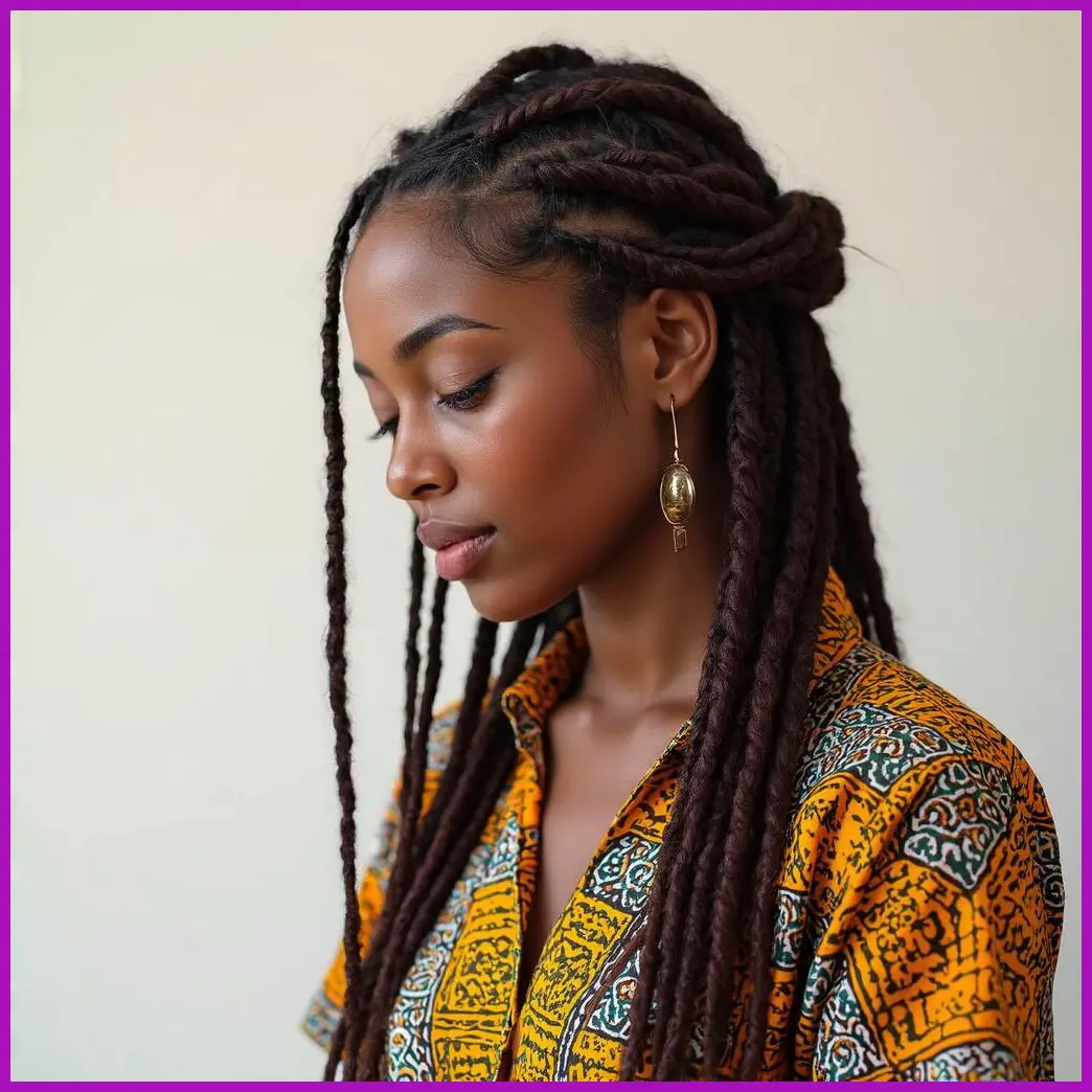 mujer con trenzas africanas