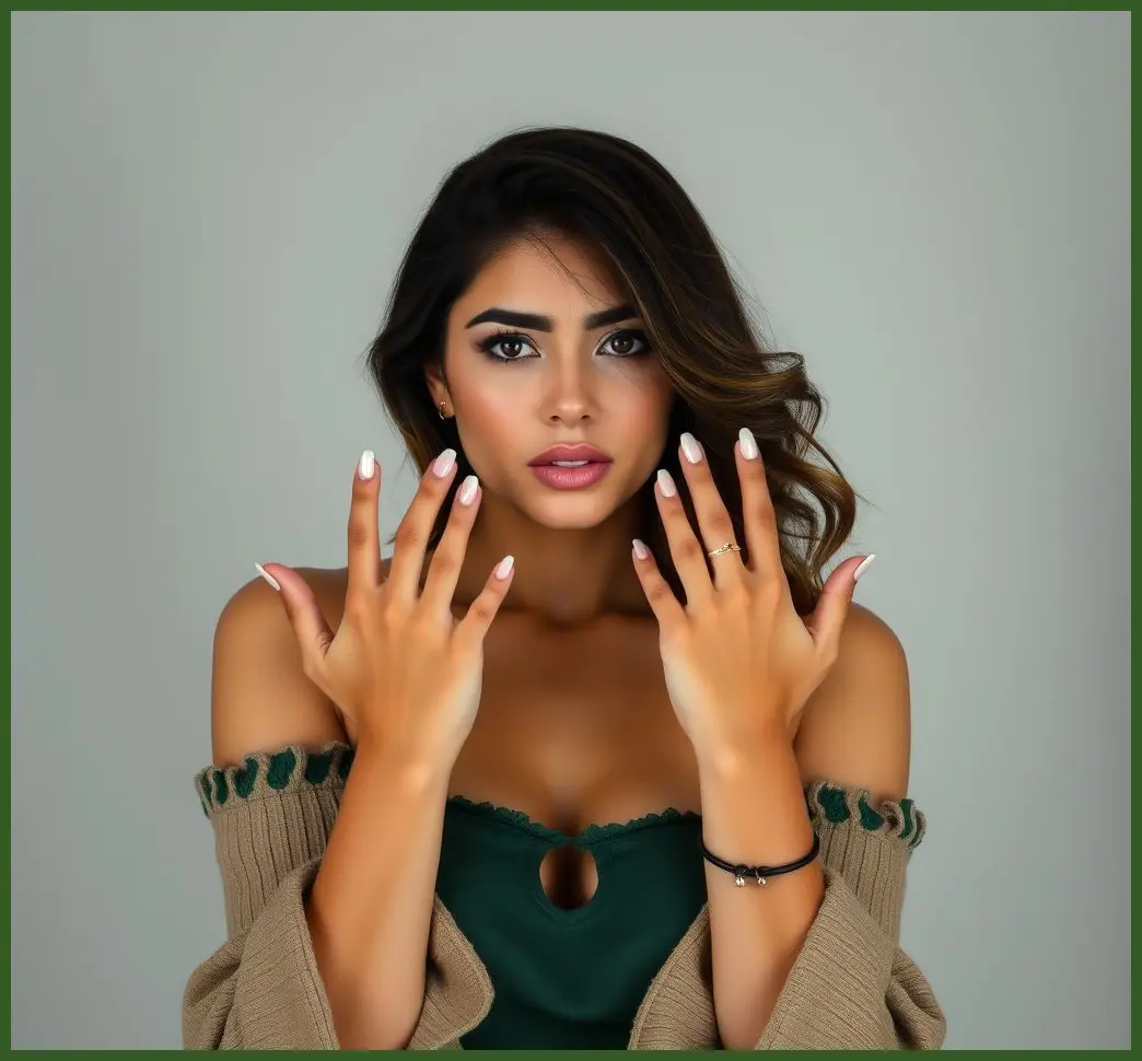 mujer con varios pendientes