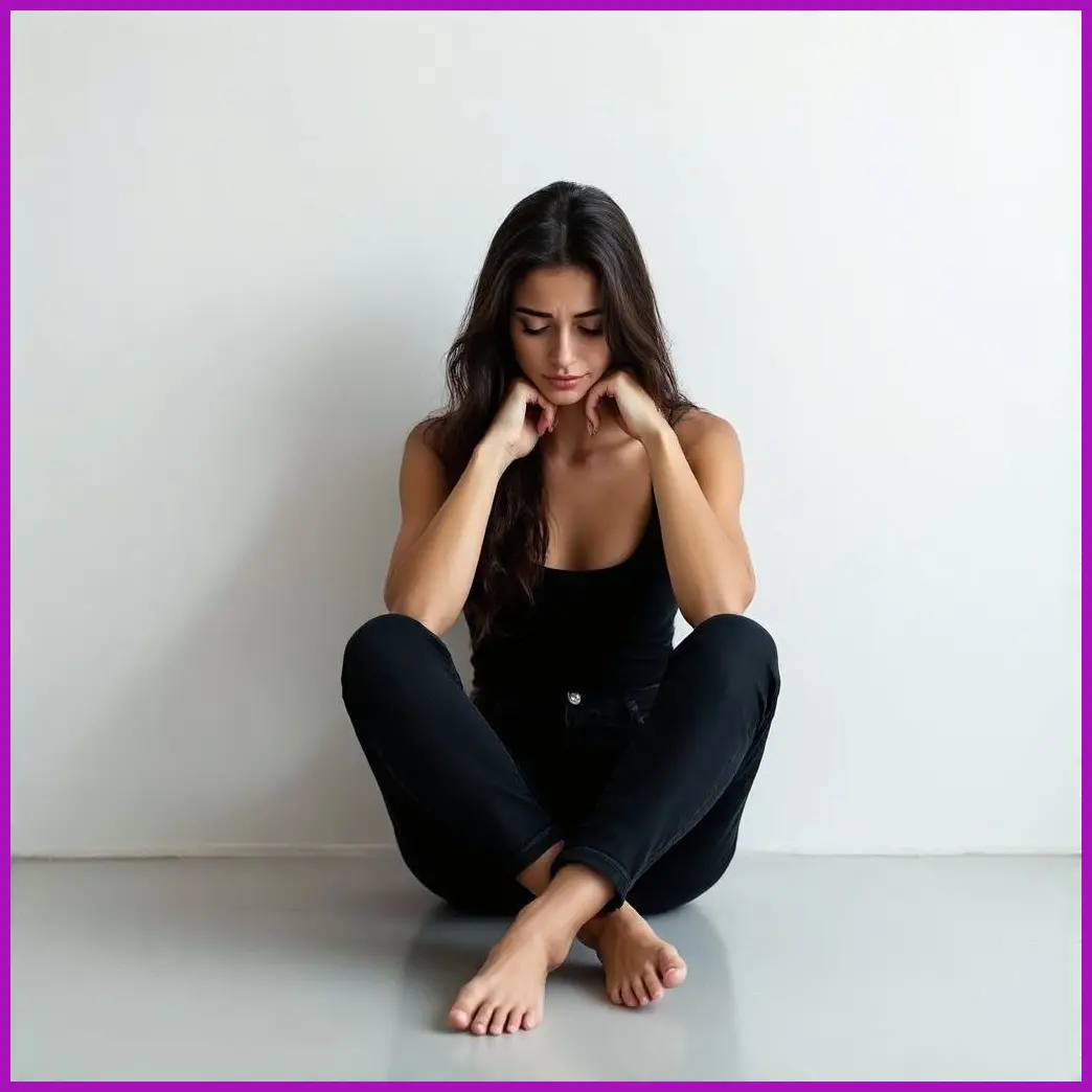 mujer consolandose sentada